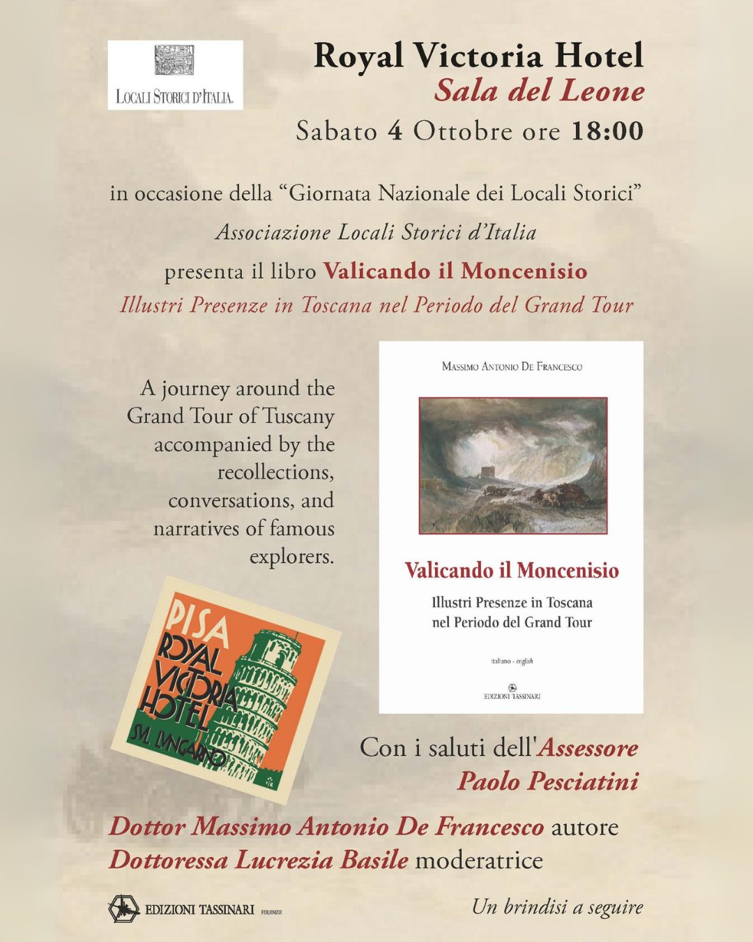 Giornata Nazionale dei Locali Storici d'Italia — Royal Victoria Hotel, Sala del Leone, 4 ottobre